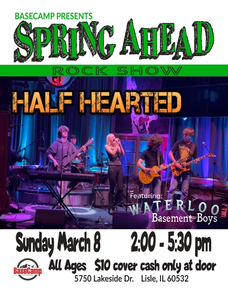 Live band performing on stage at BaseCamp Pub in Lisle, IL.