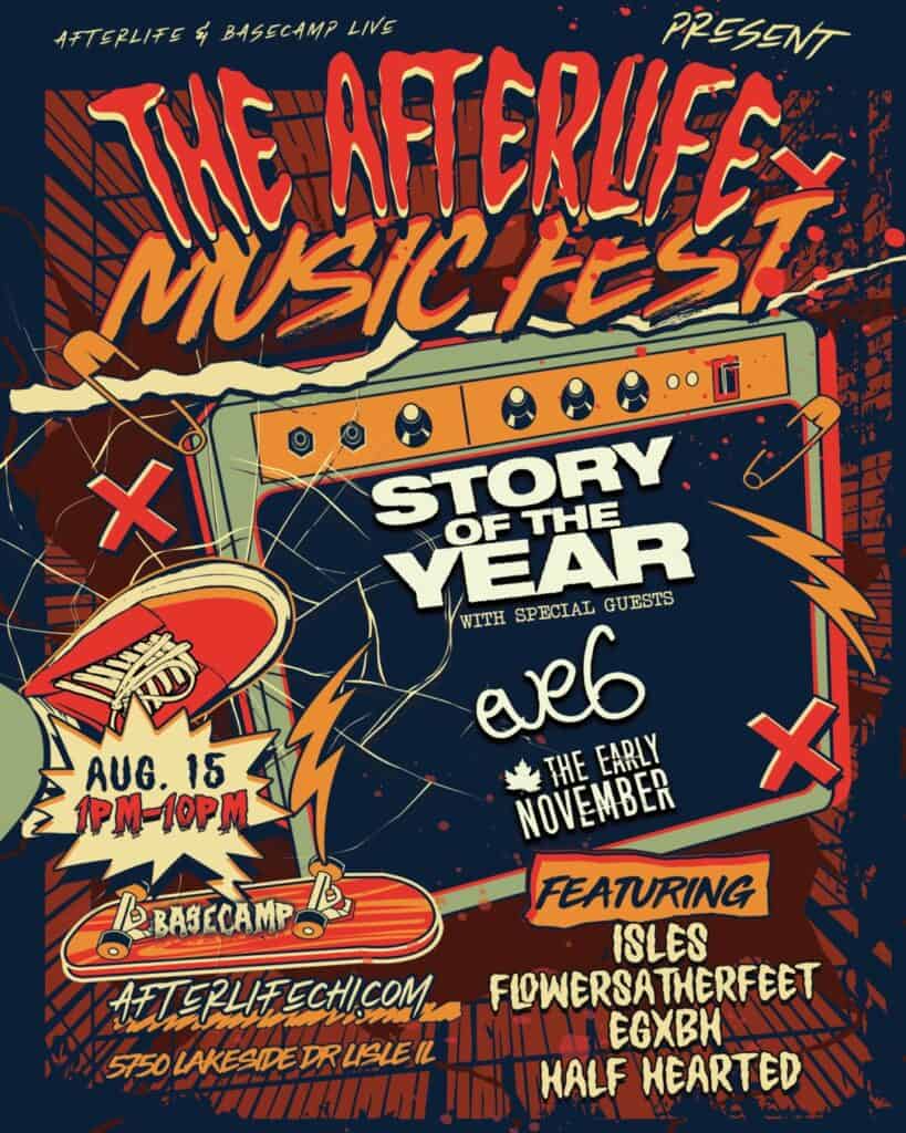 Music festival poster featuring bands like Story of The Year and Eve 6.