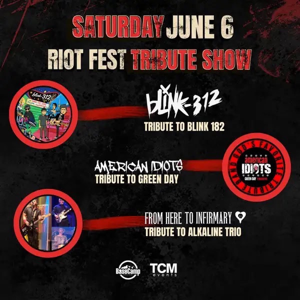 Riot Fest tribute concert featuring Green Day, Blink 182, and Alkaline Trio in Lisle, IL.