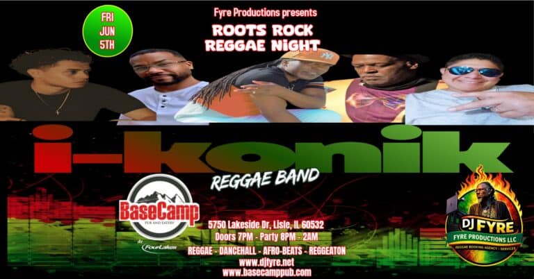 Roots Rock Reggae Night at BaseCamp Pub in Lisle, IL.
