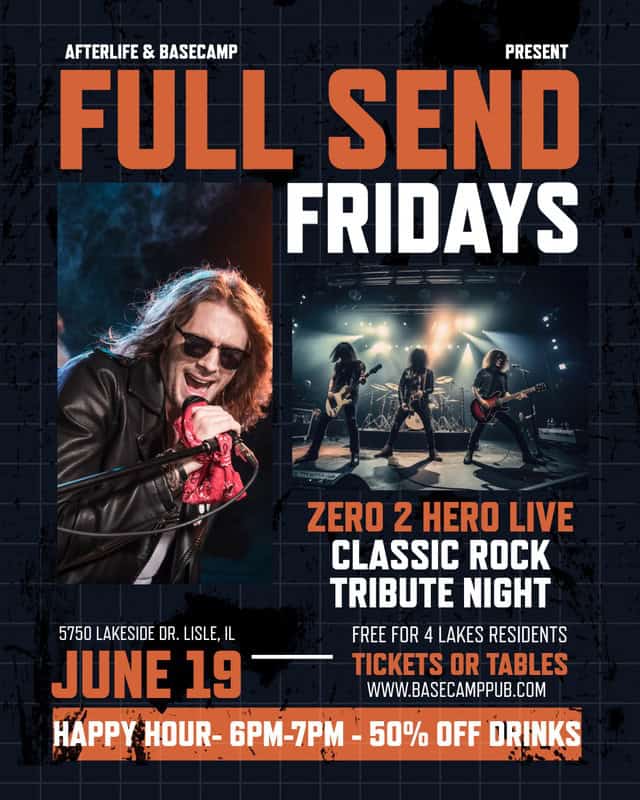 Live band performing at Full Send Fridays event in Lisle, IL.
