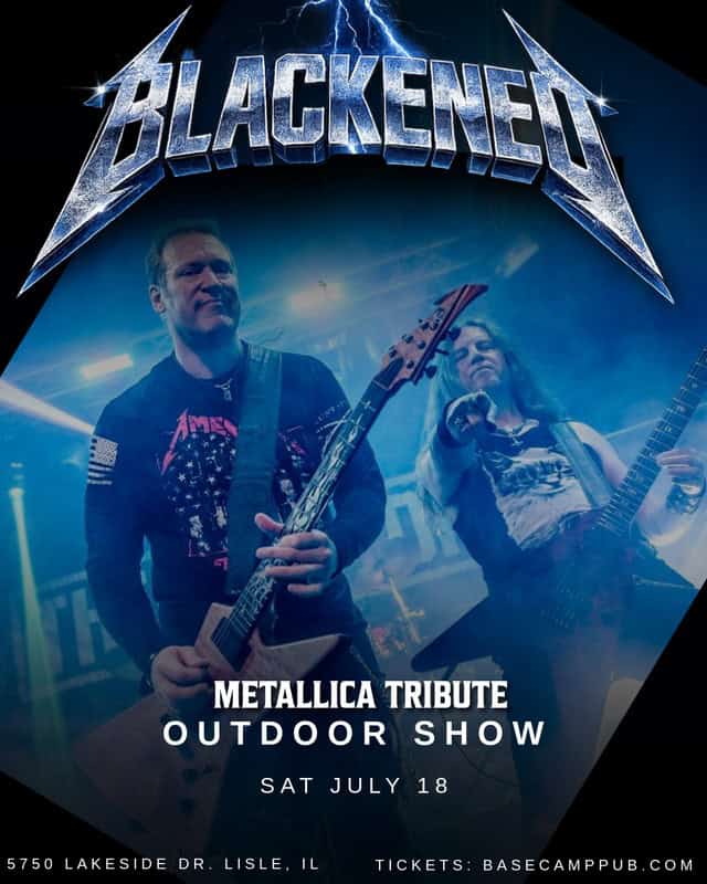 Live Metallica tribute band performing outdoors in Lisle, IL.