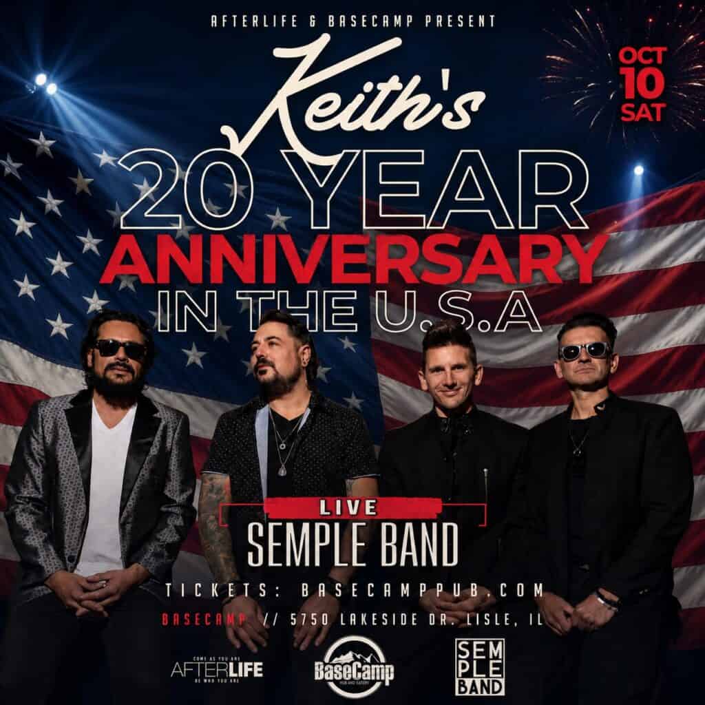 Live band Semple Band performing at Keith's 20th anniversary event.