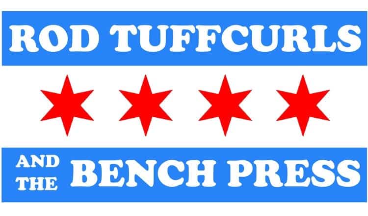 Event poster for Rod Tuffcurls & The Bench Press live performance at BaseCamp Pub.