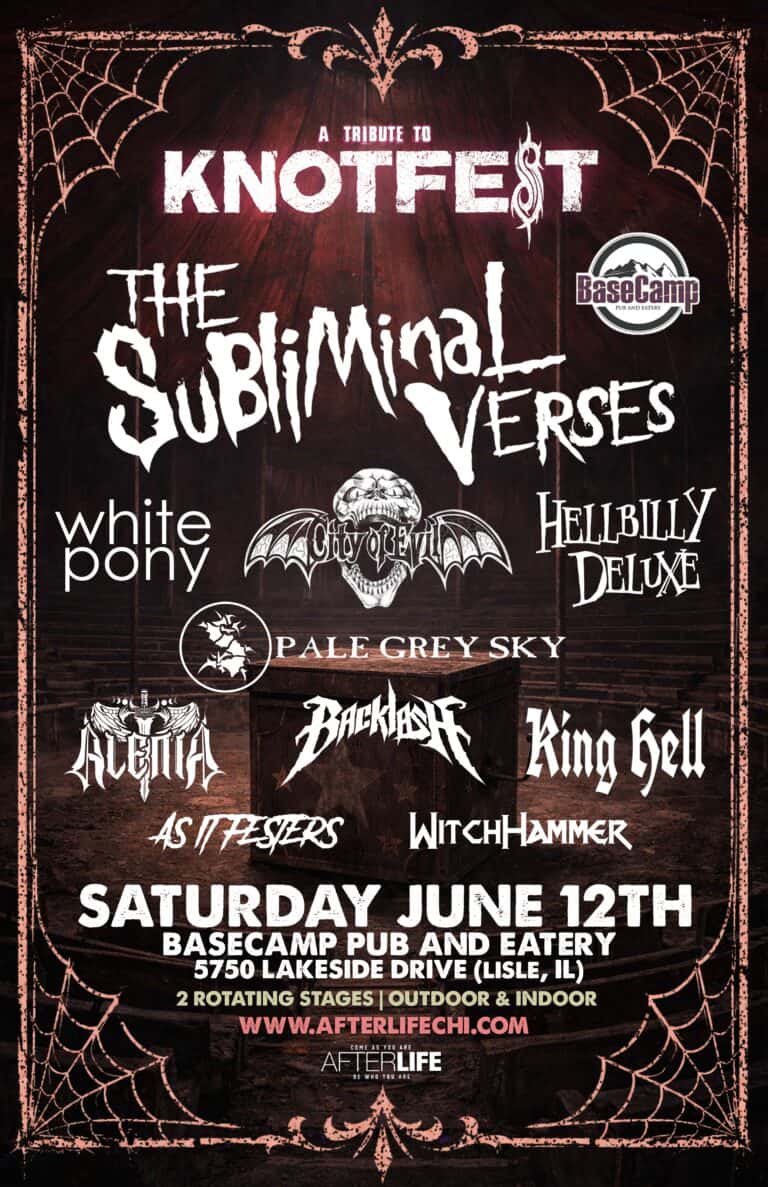 Knotfest tribute concert poster featuring bands like The Subliminal Verses and King Hell in Lisle,IL.